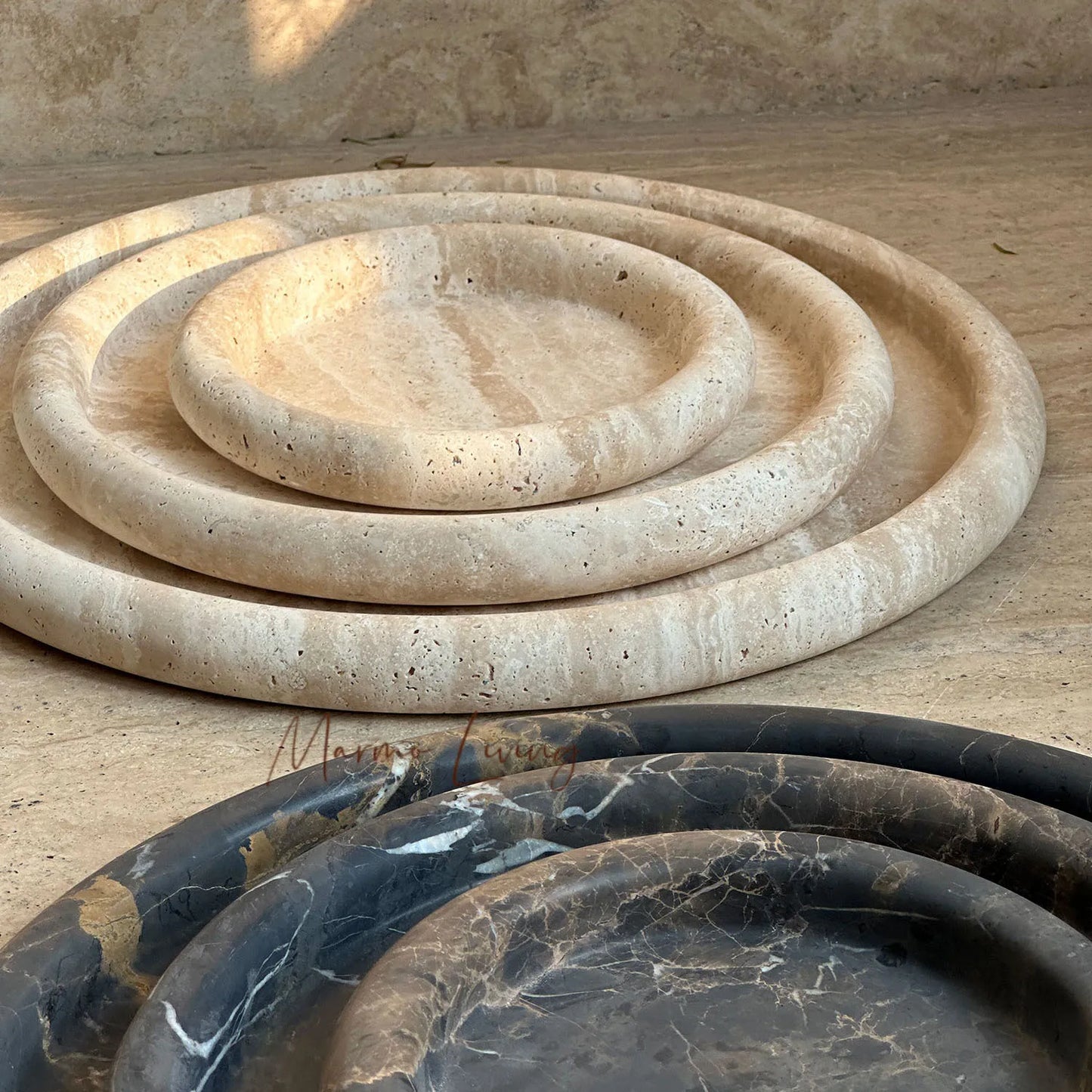 Wabi Sabi Natural Stone Tray Decor Bowl Fruit Plate Jewelry Organizer Living Room Coffee Table