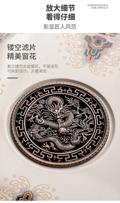 Ceramic round tea tray, dual-purpose for household water storage and drainage, tea sea, and outdoor tea tray