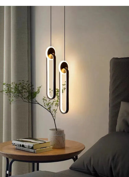 LED pendant light modern minimalist bedroom dining room golden black hanging light bedside reading light LED decorative pendant