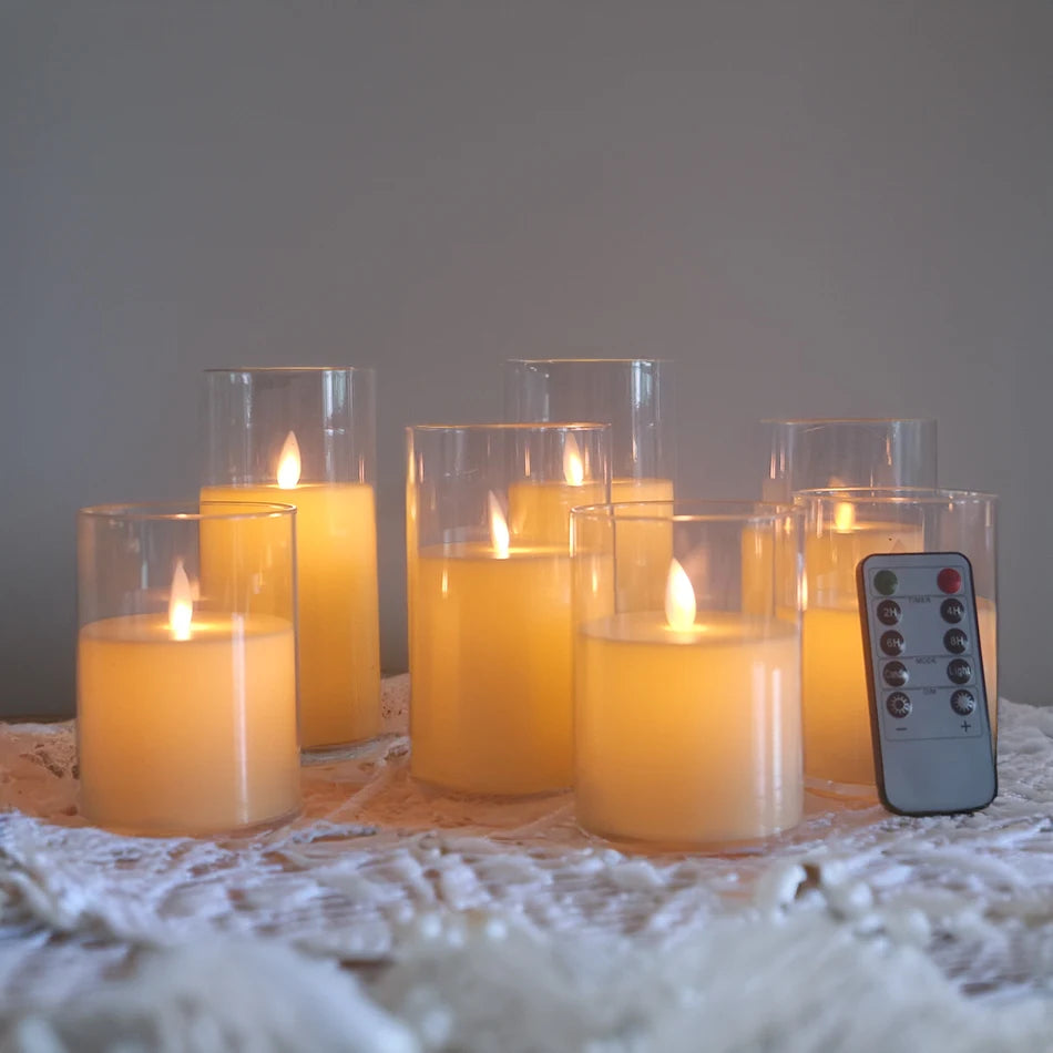 3pcs/set USB Rechargeable Led Pillar Candle,Flameless Remote control,Timer LED Candle Light table decorative,Christmas Candles