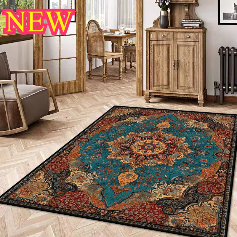 Persian Luxury Rugs for Bedroom Retro Red Home Decor Carpets for Living Room Soft Washable Non-slip Washroom Floor Mats Alfombra