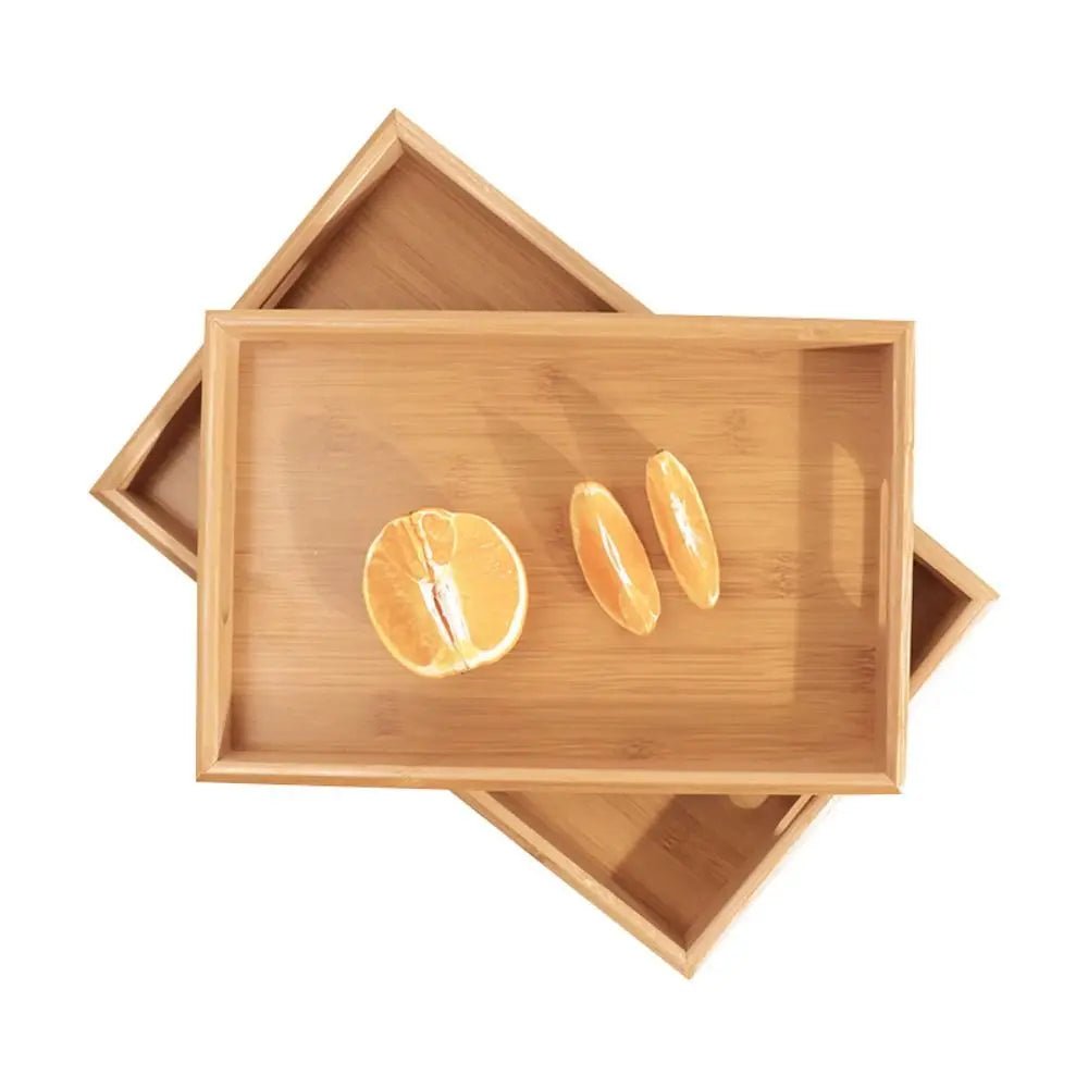 Retro Rectangular Storage Tray household Bamboo Tea Tray Solid Wood Storage Plate Home Living Room