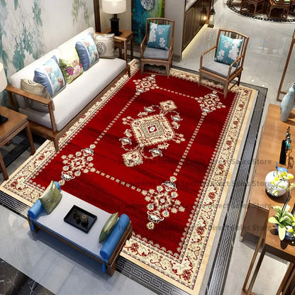Persian Luxury Rugs for Bedroom Retro Red Home Decor Carpets for Living Room Soft Washable Non-slip Washroom Floor Mats Alfombra
