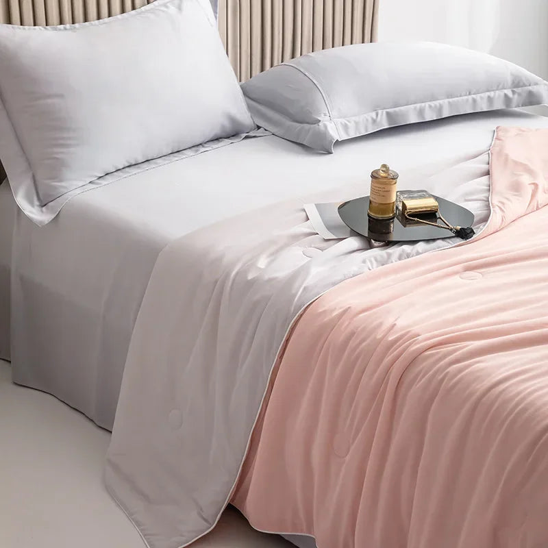 Air Condition Comforter for Summer Pure Color Ice Silk Cooling Blanket Lightweight and Smooth Twin/King Size Cold Quilt