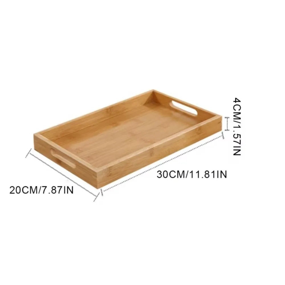 Retro Rectangular Storage Tray household Bamboo Tea Tray Solid Wood Storage Plate Home Living Room