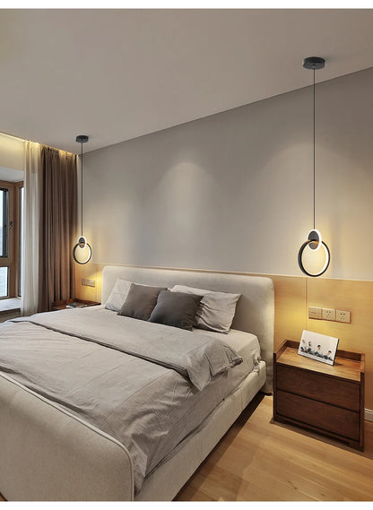 LED pendant light modern minimalist bedroom dining room golden black hanging light bedside reading light LED decorative pendant
