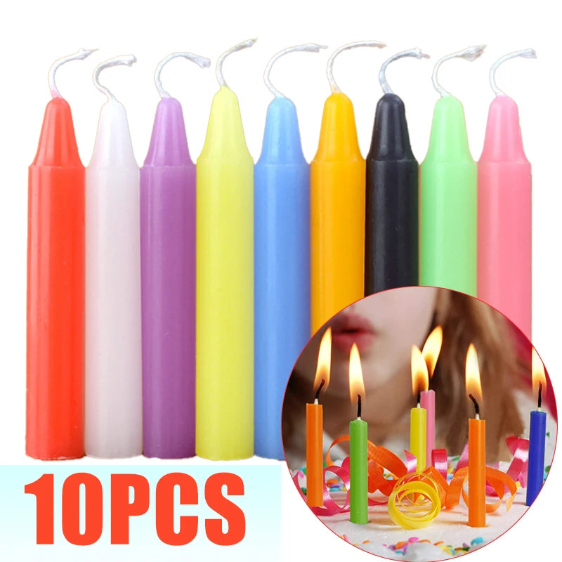 10PCS Exquisite Mini Taper Halloween Candle Mixed Colored Long Rod Christmas Candles Birthday Wedding Decorations Handmade Wax