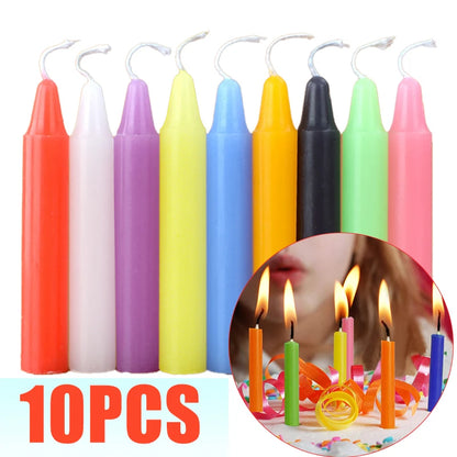 10PCS Exquisite Mini Taper Halloween Candle Mixed Colored Long Rod Christmas Candles Birthday Wedding Decorations Handmade Wax