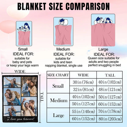 1pc Customized Blanket With Your Family Photo Warm Personalized Blankets for Lover Mom for Mothers' Day Fathers Bithday Gifts