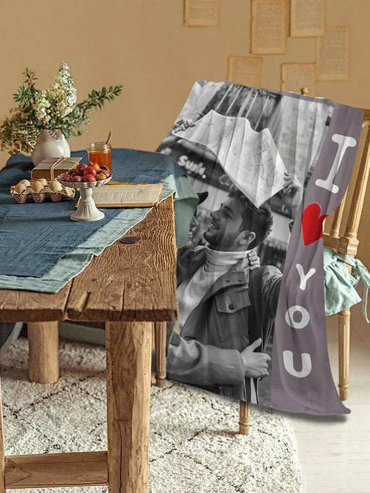 1 Piece Custom Photo Personalized Flannel Blanket - Ideal Gift for Christmas, Halloween, Birthdays, and Anniversaries, Soft, Warm, Comfortable, Skin-Friendly, Machine Washable Blanket, Suitable for Sofa, Bed, Car, Camping, Of