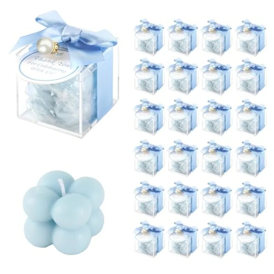 30 Sets Fully Assembled Small Bubble Candle Party Favors for Guests Bulk Bridal Showers Favors Candles with Stylish Ribbons Tha