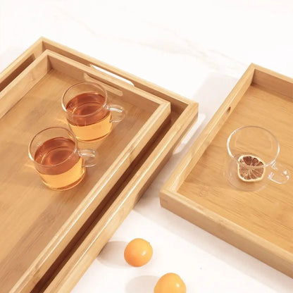 Retro Rectangular Storage Tray household Bamboo Tea Tray Solid Wood Storage Plate Home Living Room