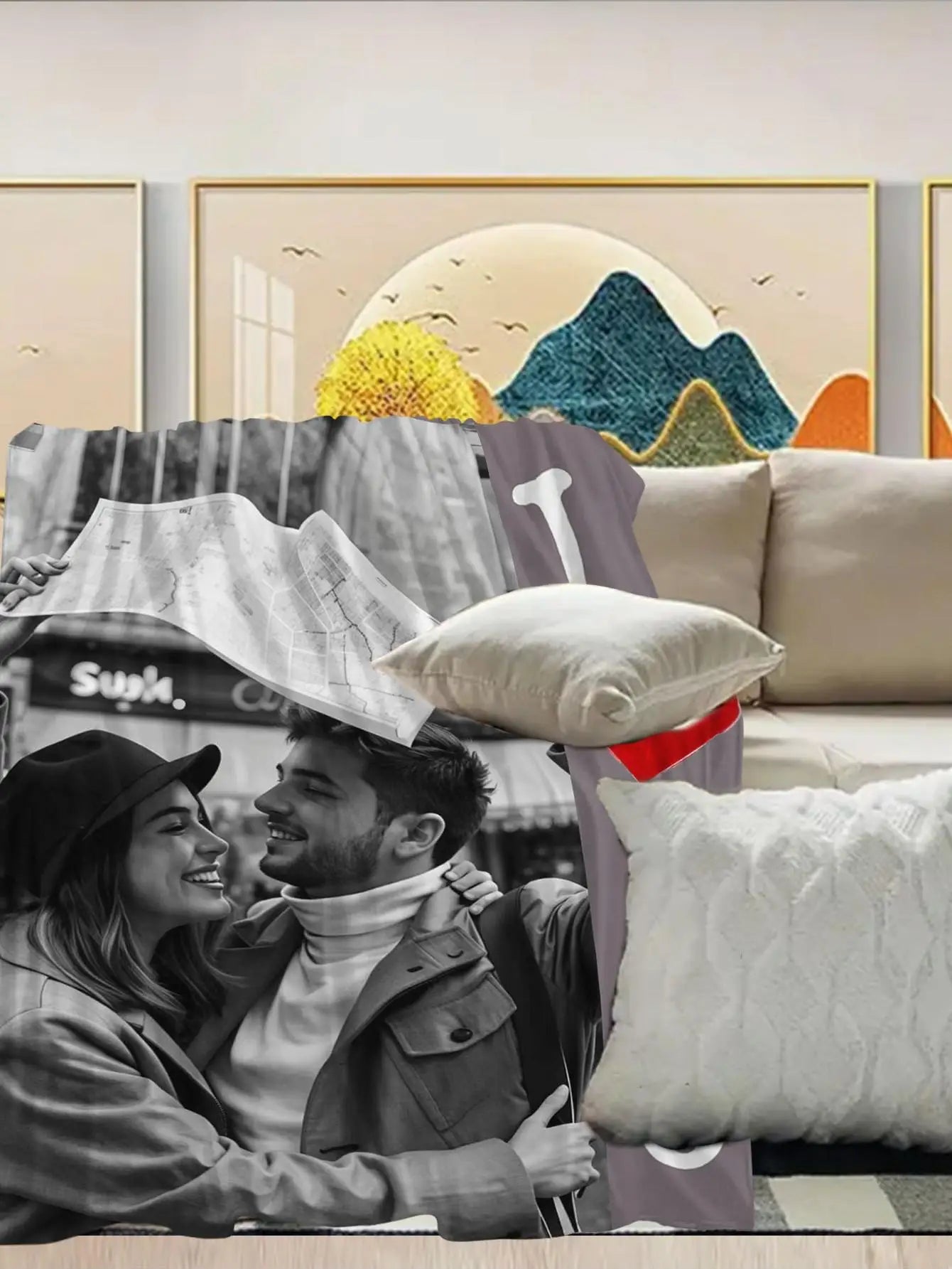 1 Piece Custom Photo Personalized Flannel Blanket - Ideal Gift for Christmas, Halloween, Birthdays, and Anniversaries, Soft, Warm, Comfortable, Skin-Friendly, Machine Washable Blanket, Suitable for Sofa, Bed, Car, Camping, Of