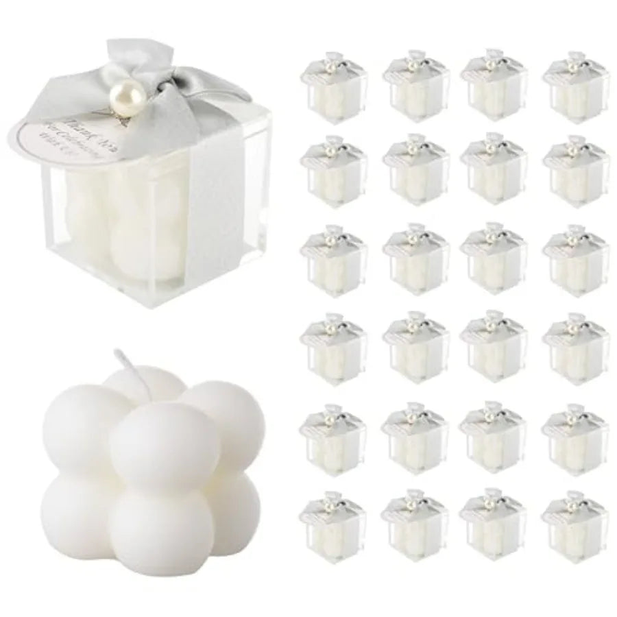 30 Sets Fully Assembled Small Bubble Candle Party Favors for Guests Bulk Bridal Showers Favors Candles with Stylish Ribbons Tha