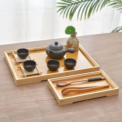 Rectangular Bamboo Tray Wooden Solid Color Fruit Snack Plates Kitchen Accessories Household Bread Tray