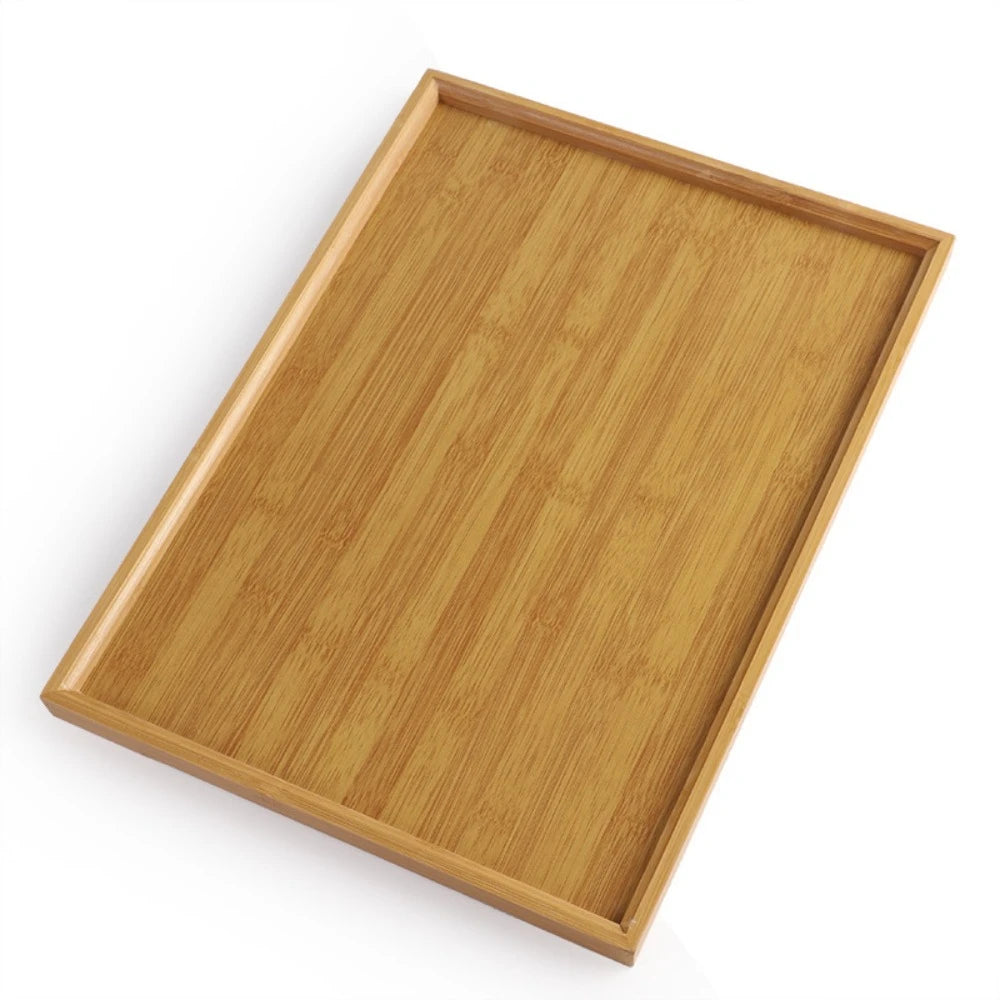 Rectangular Bamboo Tray Wooden Solid Color Fruit Snack Plates Kitchen Accessories Household Bread Tray