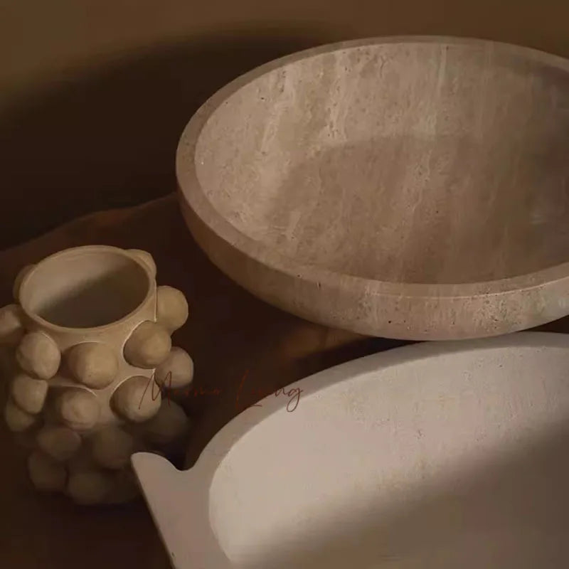 French quiet style natural marble fruit plate designer model room villa restaurant tray storage decorative ornaments