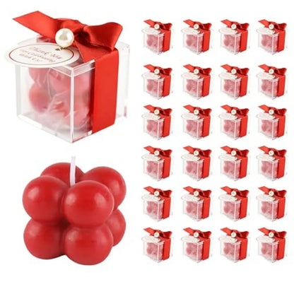 30 Sets Fully Assembled Small Bubble Candle Party Favors for Guests Bulk Bridal Showers Favors Candles with Stylish Ribbons Tha