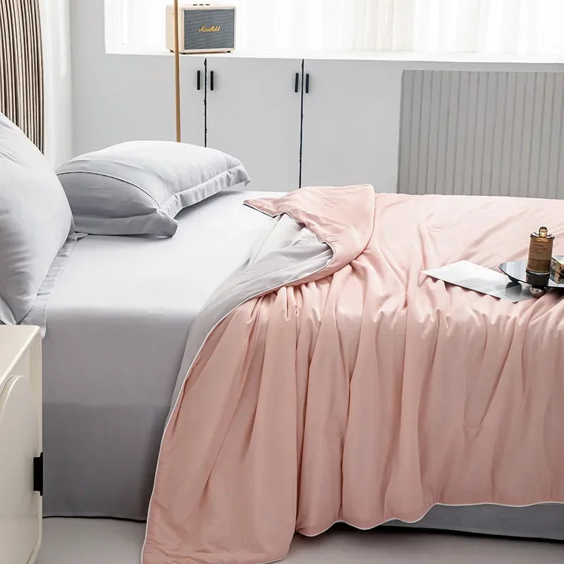 Air Condition Comforter for Summer Pure Color Ice Silk Cooling Blanket Lightweight and Smooth Twin/King Size Cold Quilt