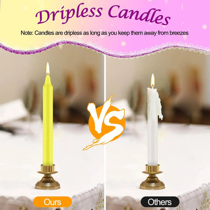 24 Pieces of 4-Inch Colored Stick Candles, Drip-Free, Smokeless, Unscented, Household Dinner Candles, Hand-Poured, High-Quality, Suitable for Churches, Homes, Weddings, Parties, Seasonal Celebrations, Emergencies, and Home De