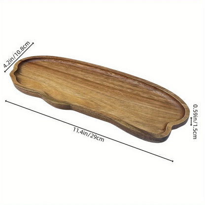 Japanese Style Acacia Wood Tray Rectangular Serving Plate Heat Resistant Wooden Tea Cup Plate Ellipse Bread Board Random Grain