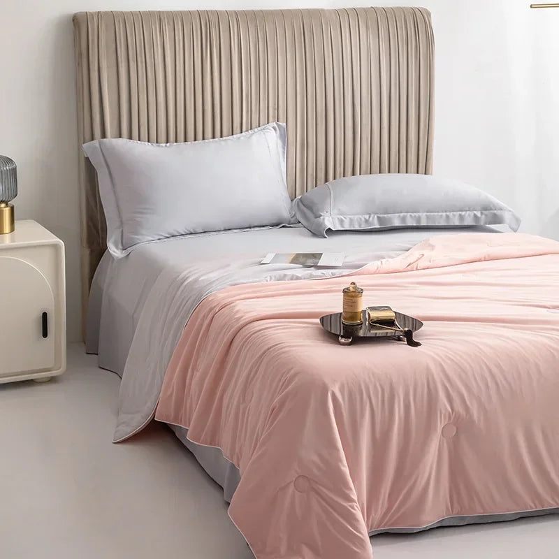 Air Condition Comforter for Summer Pure Color Ice Silk Cooling Blanket Lightweight and Smooth Twin/King Size Cold Quilt