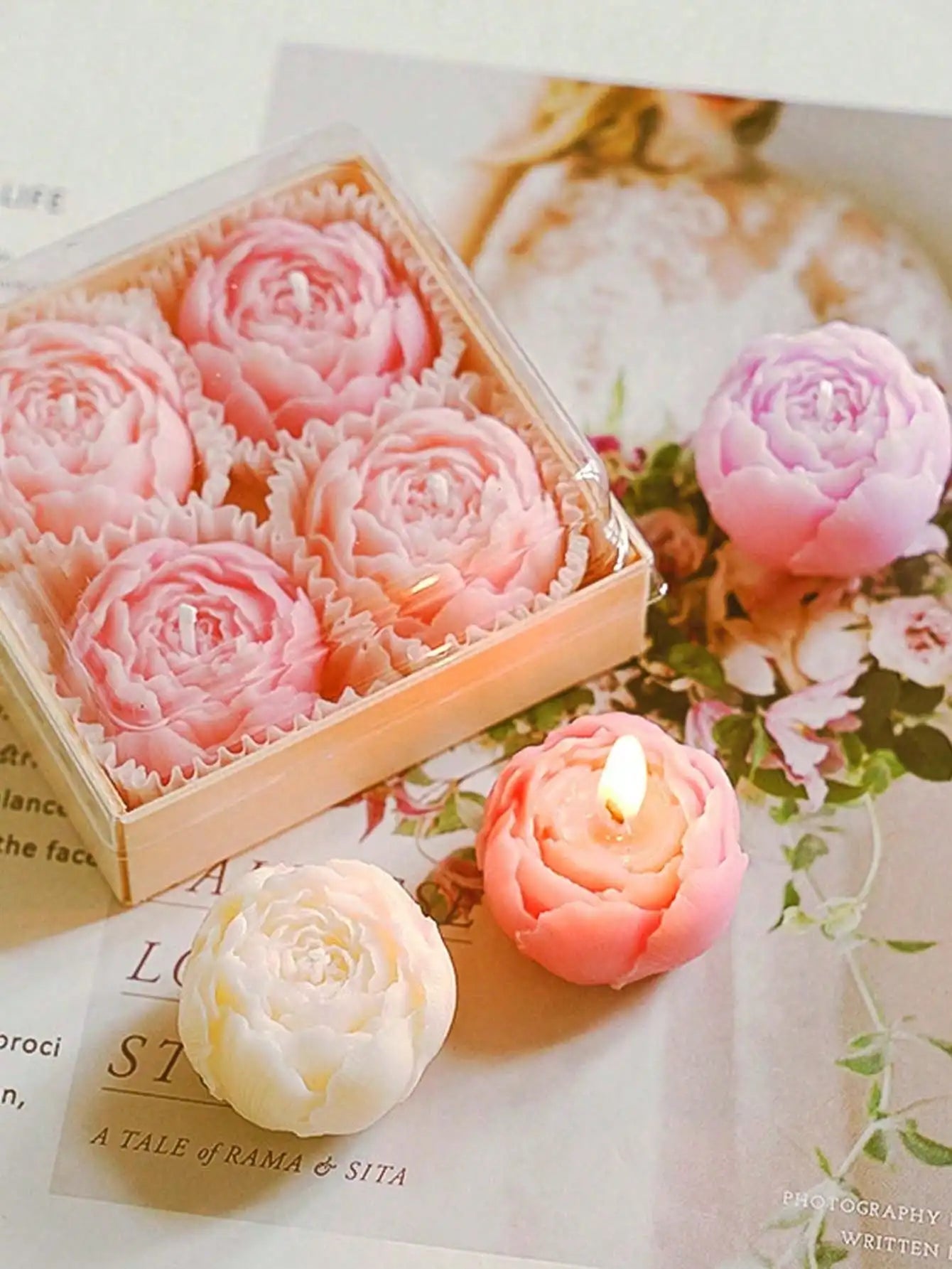 4pcs/Set Hand Made Rose Fragrance, Scented Candles, Hand Made Bouquet Candles,Home Decoration, Suitable For Valentine's Day Gift