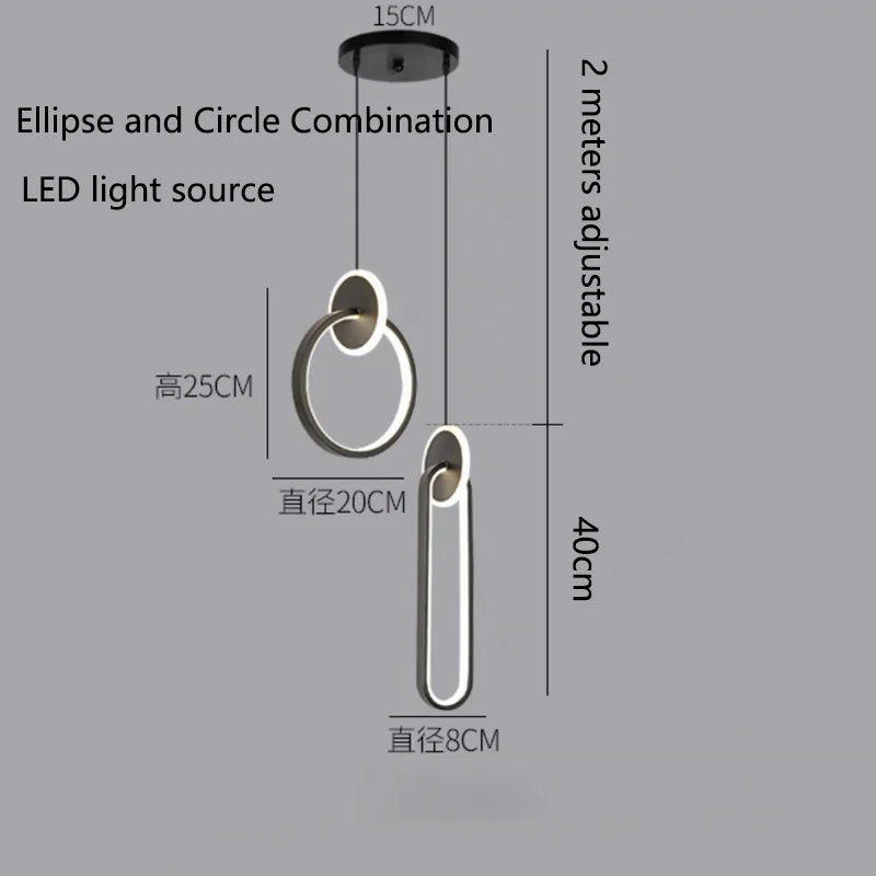 LED pendant light modern minimalist bedroom dining room golden black hanging light bedside reading light LED decorative pendant