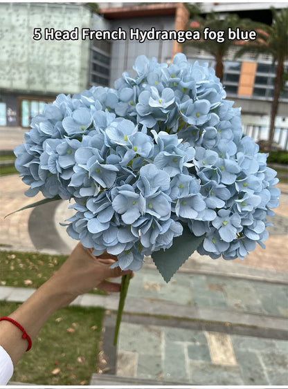 5 Heads Hydrangea Bouquet Silk Artificial Flowers for Party Wedding Living Room Decoration Accessories Home Decor Fake Flowers