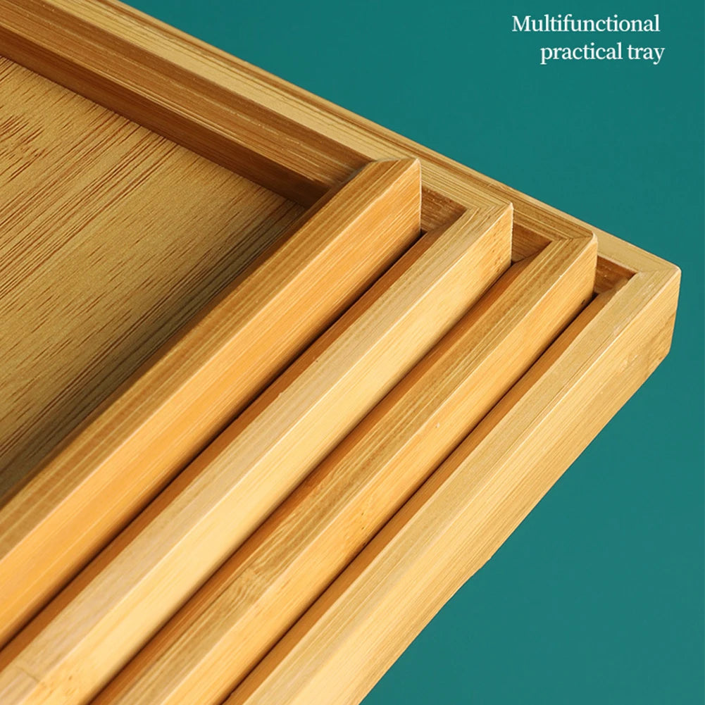 Bamboo Wooden Rectangular Serving Tray Tea Cup Trays Tableware Food Tray Storage Tray For Kitchen Party Tea Bar