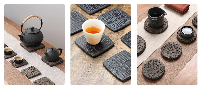 Tea Tray Natural Volcanic Basalt Handcarved Dragon Totem Dry Pour Kung Fu Tea Ceremony Home Office Decor Tea Lover Gift 38x12cm