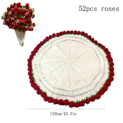 Rose Blanket Bouquet With Gift Bag Crochet Handmade Blanket of Roses Birthday Valentine's Day Gift for Girlfriend