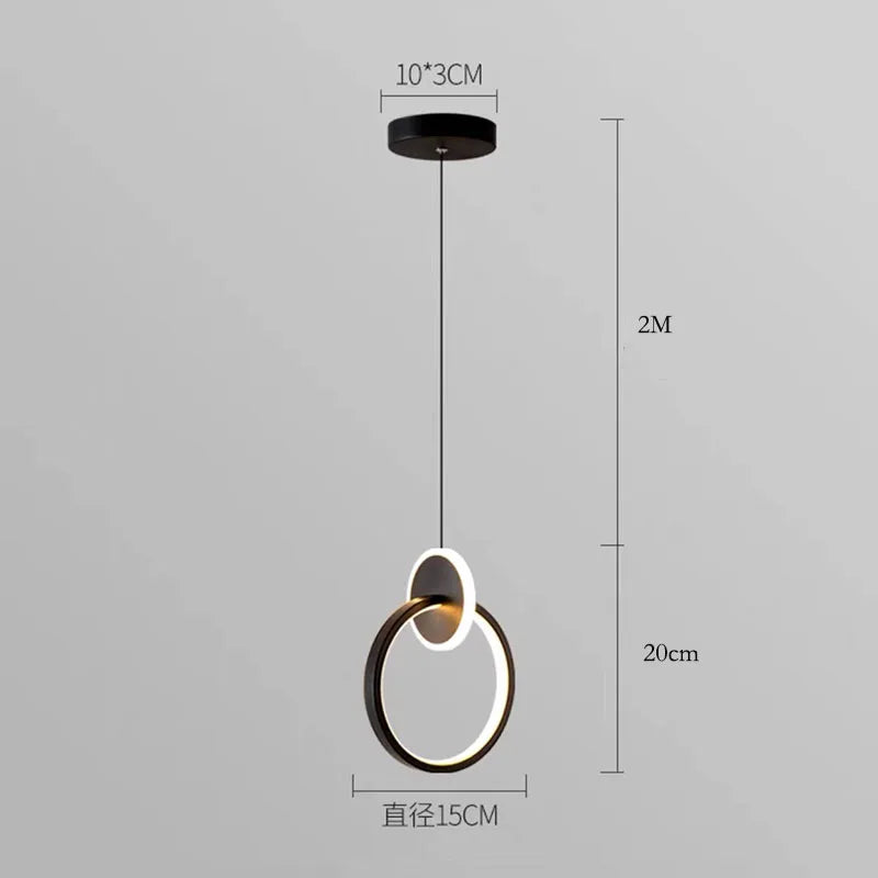 LED pendant light modern minimalist bedroom dining room golden black hanging light bedside reading light LED decorative pendant