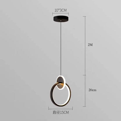 LED pendant light modern minimalist bedroom dining room golden black hanging light bedside reading light LED decorative pendant