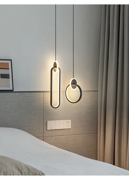 LED pendant light modern minimalist bedroom dining room golden black hanging light bedside reading light LED decorative pendant