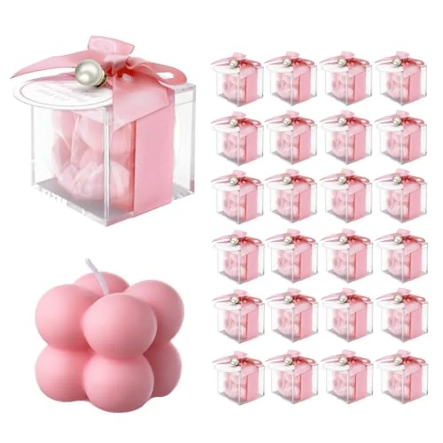 30 Sets Fully Assembled Small Bubble Candle Party Favors for Guests Bulk Bridal Showers Favors Candles with Stylish Ribbons Tha