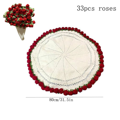 Rose Blanket Bouquet With Gift Bag Crochet Handmade Blanket of Roses Birthday Valentine's Day Gift for Girlfriend