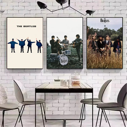 Vintage Famous Rock Band T-he-b-beatles Canvas Poster Fancy Wall Art for Living Room Bar Decoration Wall Decor Gift Poster