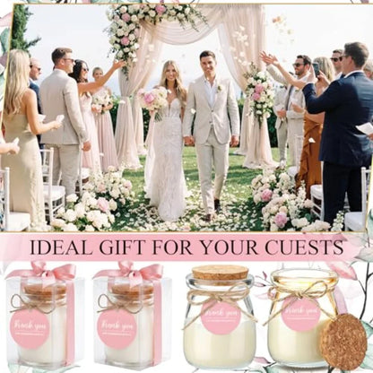 Sets Candle for Guests Thank You Candles Gift Bulk Glass Jars Scented Soy Wax with Clear Gift Box for Bridesmaid Groomsman Brid