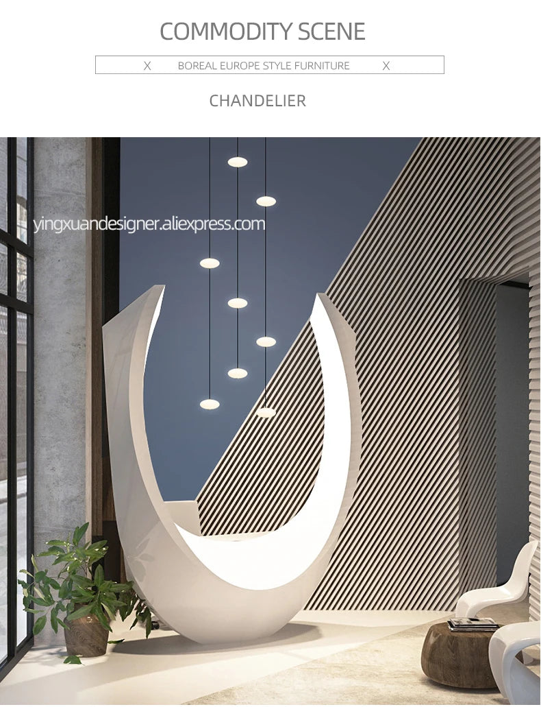 Minimalist chandelier villa revolving staircase pendent lamp Hotel hall hanging lamp for ceiling lamps Nordic Hanging chandelier