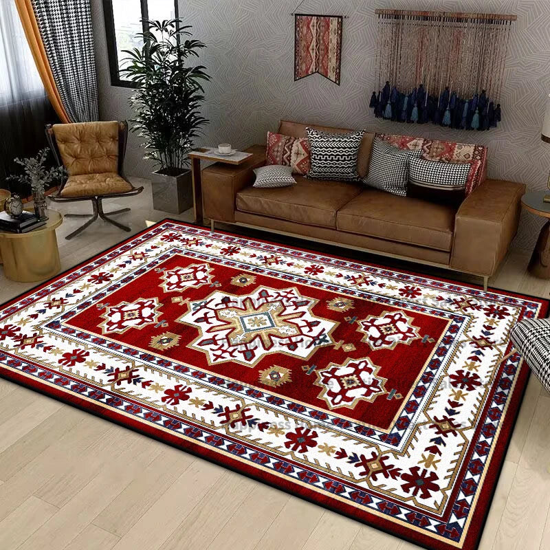 Persian Luxury Rugs for Bedroom Retro Red Home Decor Carpets for Living Room Soft Washable Non-slip Washroom Floor Mats Alfombra