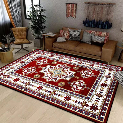 Persian Luxury Rugs for Bedroom Retro Red Home Decor Carpets for Living Room Soft Washable Non-slip Washroom Floor Mats Alfombra