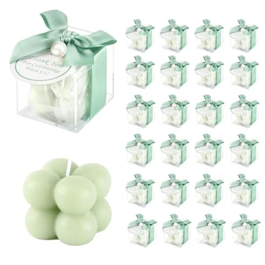 30 Sets Fully Assembled Small Bubble Candle Party Favors for Guests Bulk Bridal Showers Favors Candles with Stylish Ribbons Tha