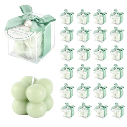30 Sets Fully Assembled Small Bubble Candle Party Favors for Guests Bulk Bridal Showers Favors Candles with Stylish Ribbons Tha