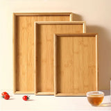Rectangular Bamboo Tray Wooden Solid Color Fruit Snack Plates Kitchen Accessories Household Bread Tray