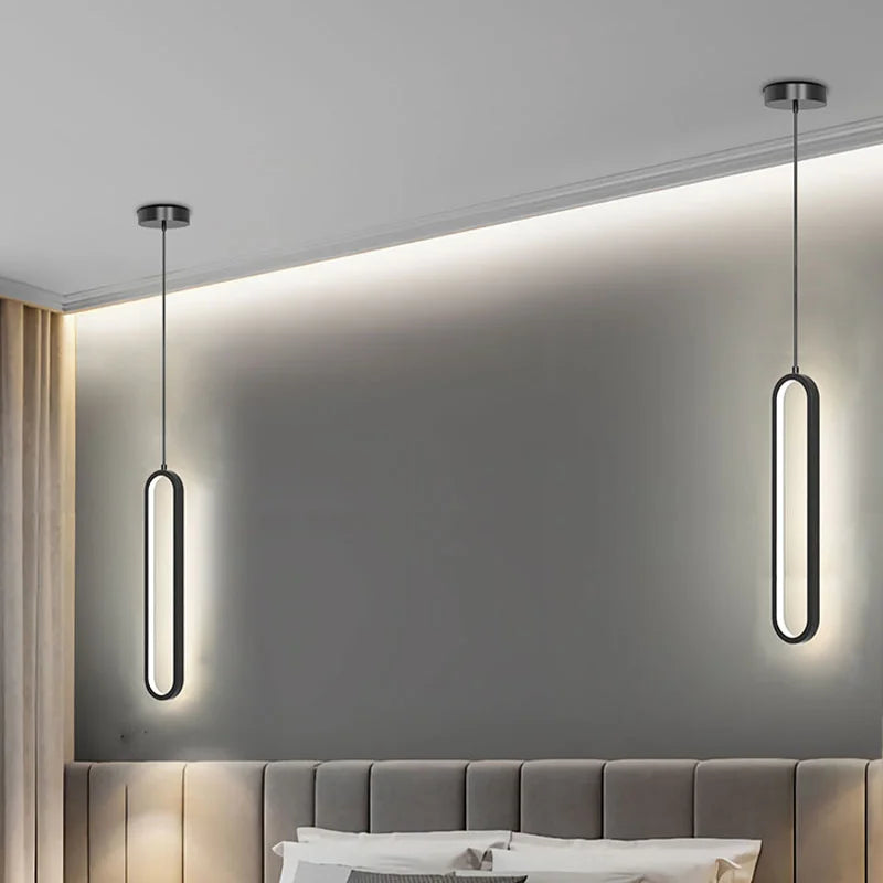 LED pendant light modern minimalist bedroom dining room golden black hanging light bedside reading light LED decorative pendant