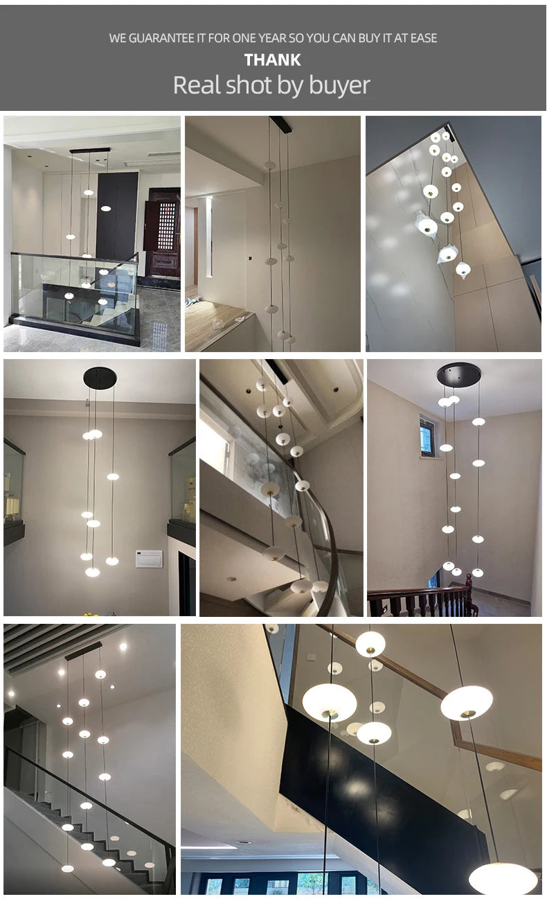 Minimalist chandelier villa revolving staircase pendent lamp Hotel hall hanging lamp for ceiling lamps Nordic Hanging chandelier