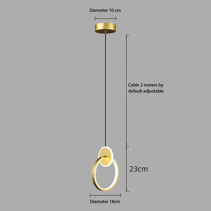LED pendant light modern minimalist bedroom dining room golden black hanging light bedside reading light LED decorative pendant
