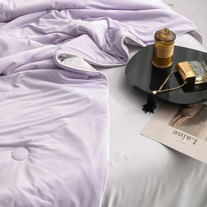 Air Condition Comforter for Summer Pure Color Ice Silk Cooling Blanket Lightweight and Smooth Twin/King Size Cold Quilt