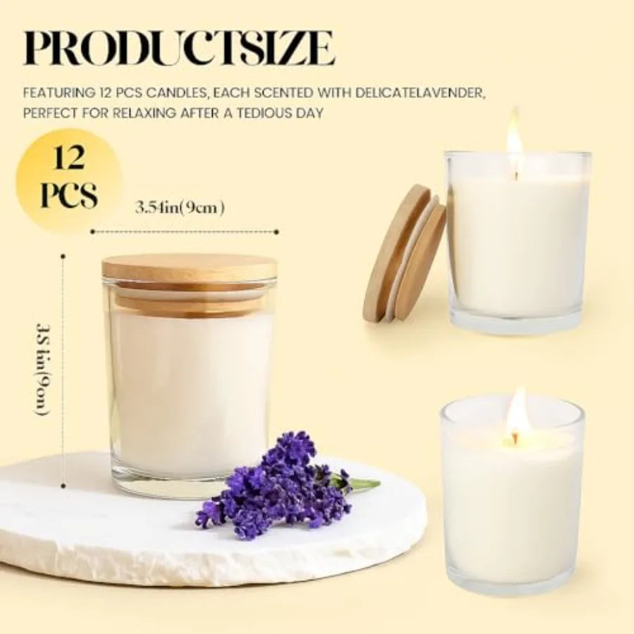 12 PCS 6oz Scented Candles Set Pure Soy Wax Aromatherapy Candles Relaxing Home Fragrance Bulk Gift Box for Wedding Party Favors